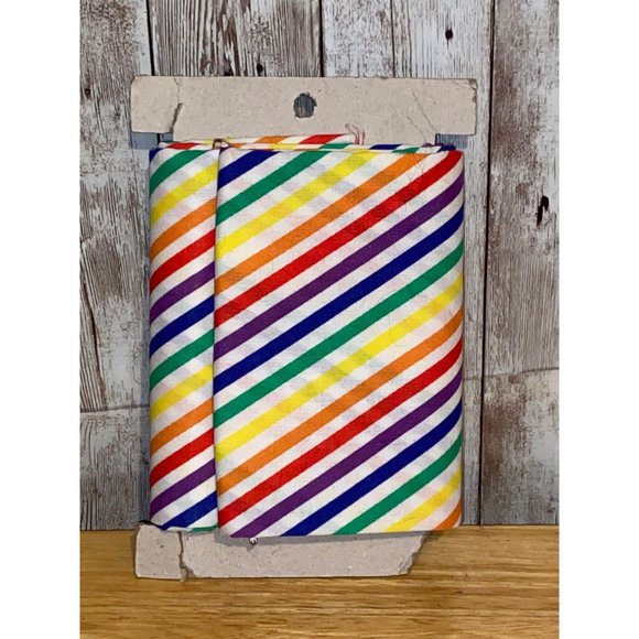 One 1 Yard Fabric Stripes Rainbow Pride Primary Colors Textiles - Picture 3 of 3